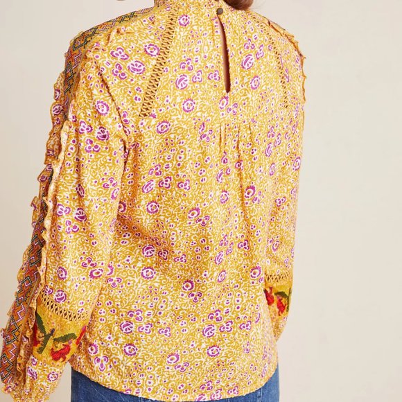 ❌SOLD❌ANTHRO Maeve Goldie Embroidered Blouse 2 - Picture 2 of 6